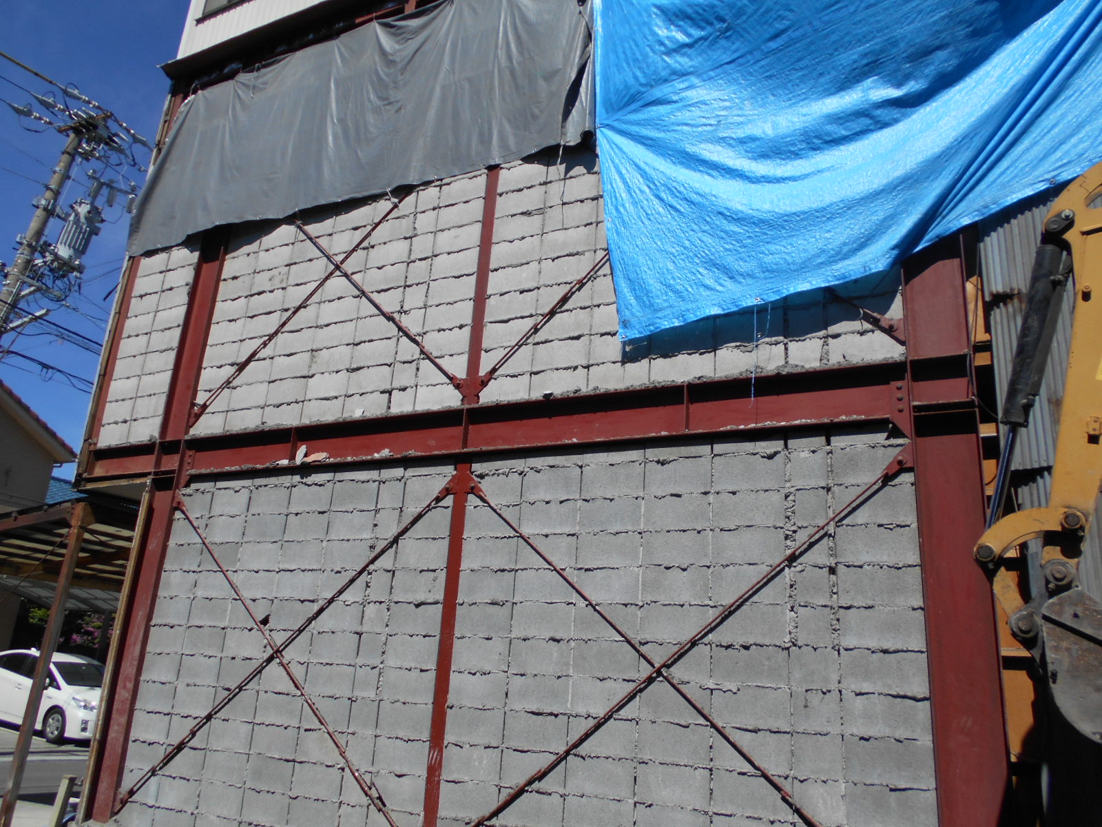 外壁ブロック、トタンカバー工法