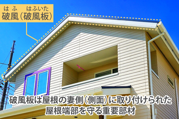 破風板は屋根の妻側（側面）に取り付けられた屋根端部を守る重要部材